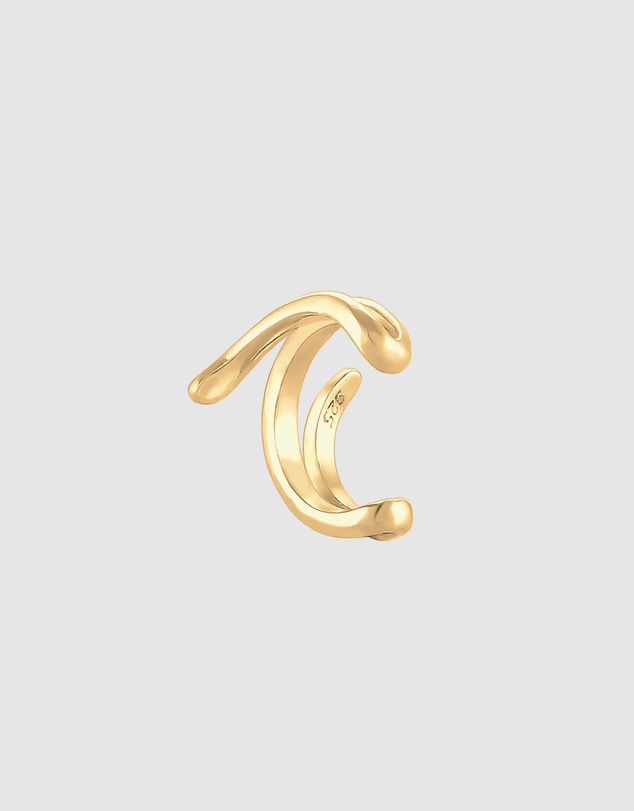 Elli Jewelry - Earrings Earcuff Curved Geo Basic 925 Sterling Silver Gold Plated
