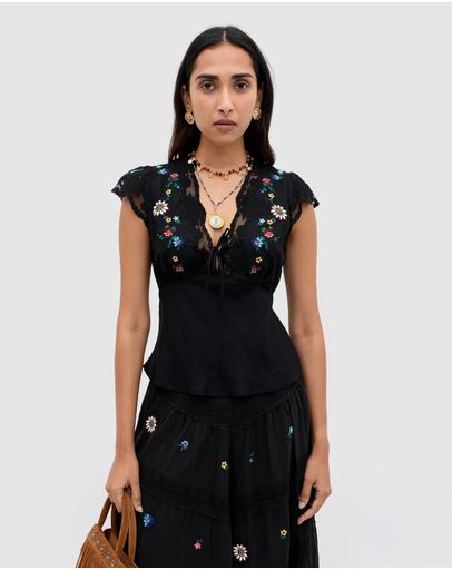 Sun Embroidery Black