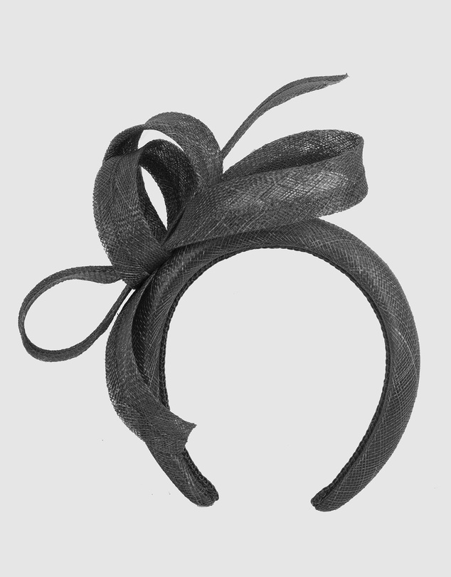 Max Alexander - Black Sinamay Bow Racing Fascinator Headband