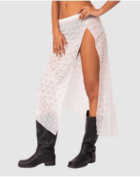 EDIKTED - Sheer Patchwork Lace Maxi Skirt
