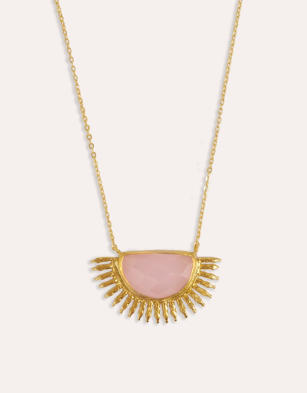 Ottoman Hands - Sunrise Rose Quartz Pendant Necklace