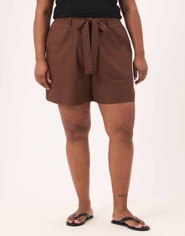 Atmos&Here Curvy - Ava Linen Blend Tie Waist Shorts