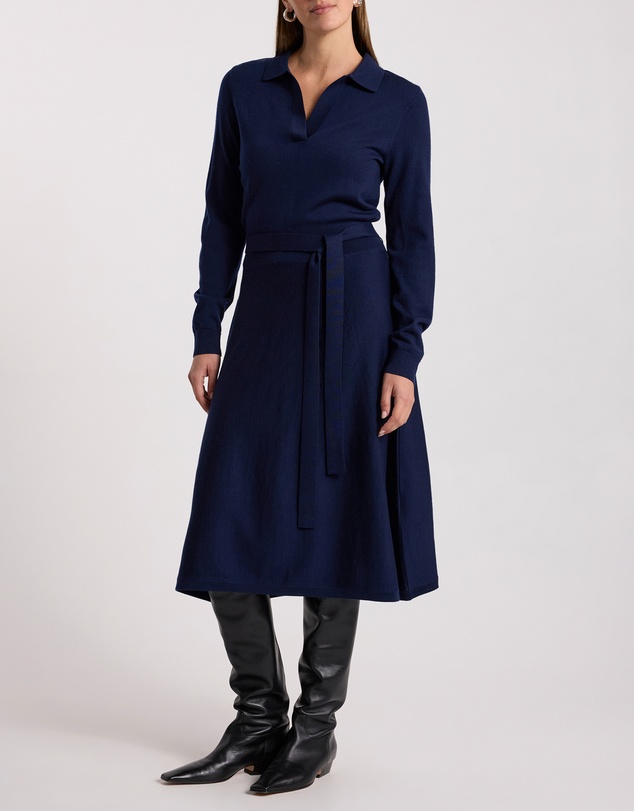 David Lawrence - Indira Merino Knit Polo Dress