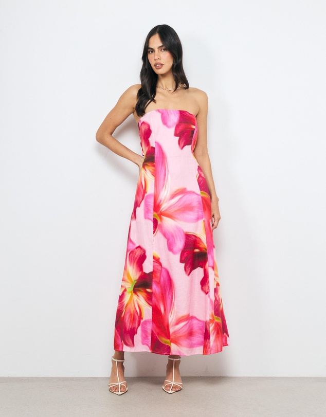 AERE - Valli Linen Strapless Maxi Dress