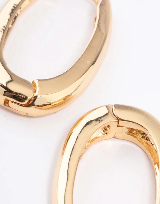 Lovisa - Gold Plated Long Oval Plain Huggie Earrings