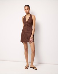 AERE - Tailored Linen Mini Halter Dress