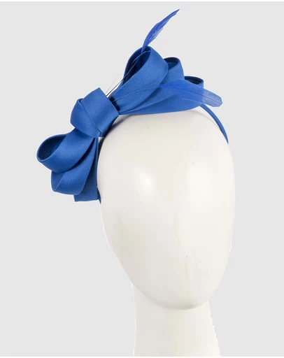 Max Alexander - Large Royal Blue Satin Bow Racing Fascinator