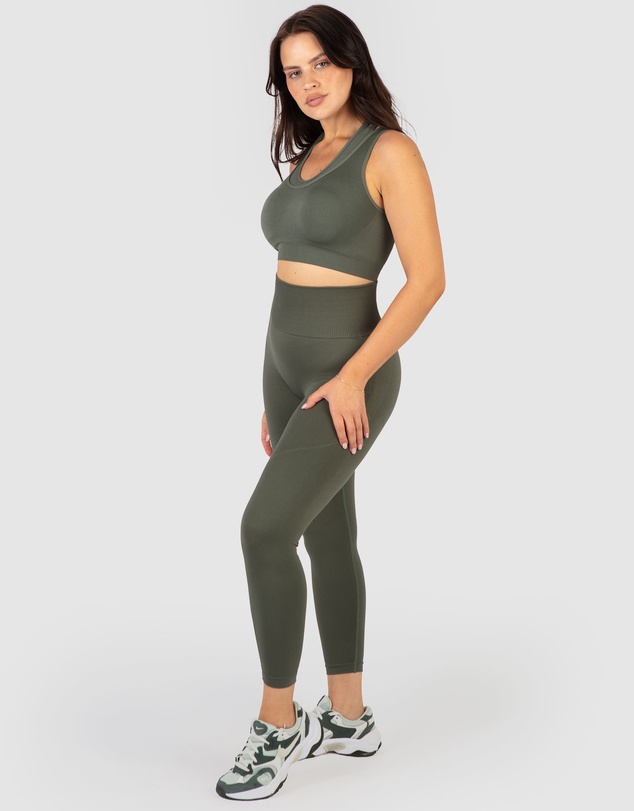 B Free Intimate Apparel - Double Racer Padded Sports Bra & High Waist Full Length Leggings Set