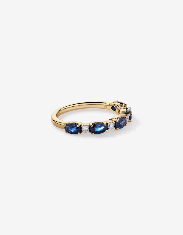 Michael Hill - Australian Sapphire & 0.12 Carat TW Diamond Alternating Ring in 10kt Yellow Gold