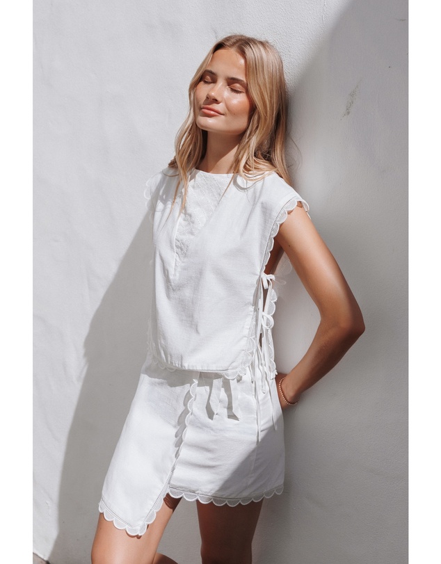 Petal & Pup - Beckett Wrap Mini Skirt - White