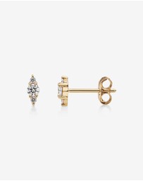 Michael Hill - 3 Stone Stud Earrings with .21 Carat TW Diamonds in 10kt Yellow Gold