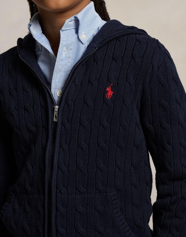 Polo Ralph Lauren - Cable Cotton Hooded Full-Zip Sweater - ICONIC EXCLUSIVE - Teens