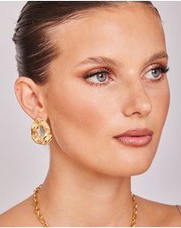 Zoe Olivia - Waterproof Opaline Hammered Stud Earrings