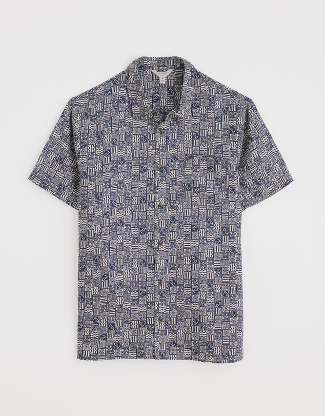 Seasalt - Seasalt Cornwall Navy Blue Heron Short Sleeve Shirt