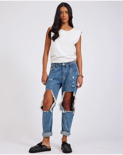 ONE TEASPOON - Johnny Blue Messed Up Saints Boyfriend Jeans