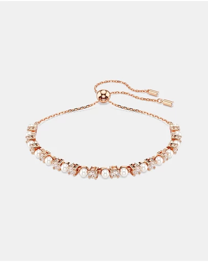 Swarovski - Matrix bracelet, Crystal pearl, Round cuts, White, 18K rose gold finish