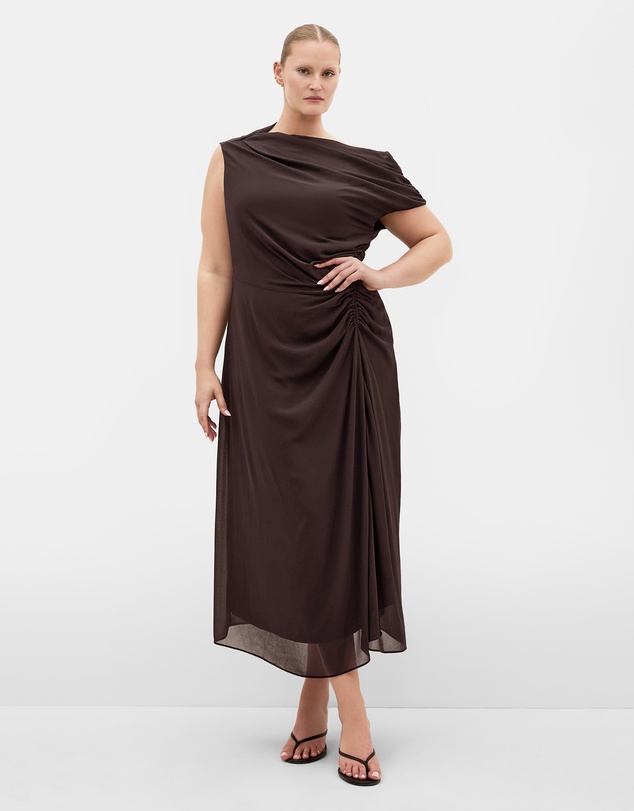 City Chic - Plus size Vivid Colour Maxi Dress - espresso