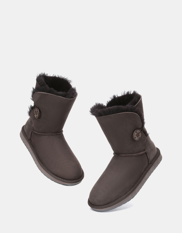 EVERAU - Australian Shepherd Ugg Short Button Sheepskin Upper UGG Boots