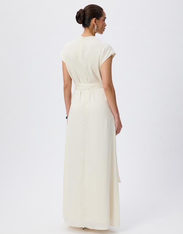 Tussah - Violet Drape Tie Detail Satin Maxi Dress