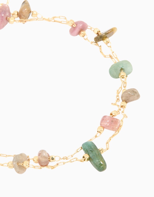 Lovisa - Gold Plated Multicoloured Semi Precious Stone Chip Layered Bracelet