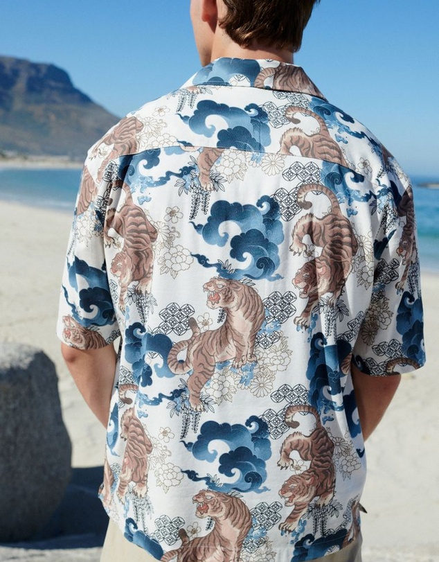 NEXT - Printed Short Sleeve Shirt With Cuban Collar