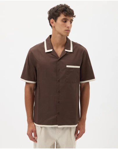 AERE - Linen Blend Contrast Shirt