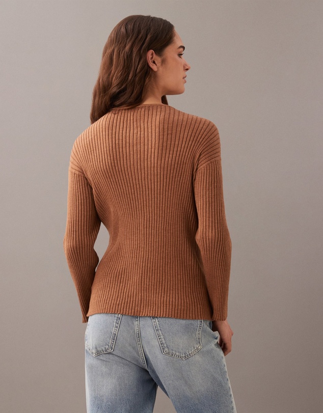 Calvin Klein - Rib V-Neck Long Sleeve Top