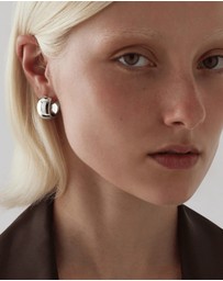 Najo - Daynight Silver Huggie Earrings