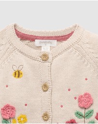 Purebaby - Embroidered Floral Cardigan -Kids-Babies