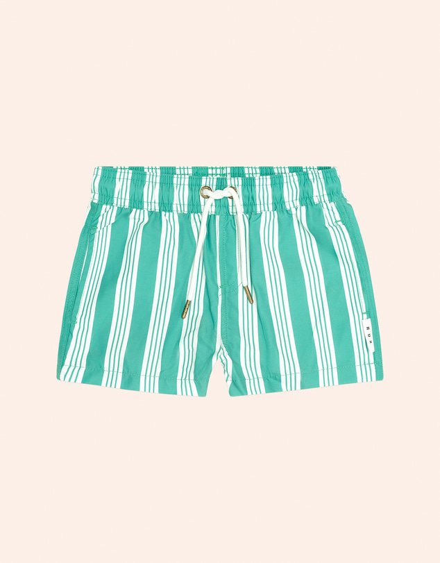 Huxbaby - Vintage Green Stripe Boardshorts - Babies-Teens