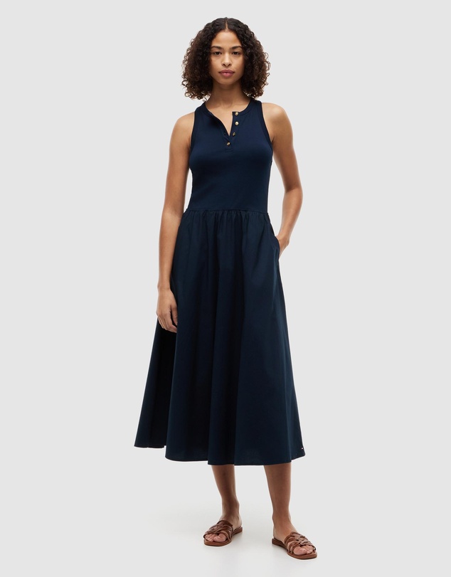 Tommy Hilfiger - Gold-Tone Button Sleeveless Maxi Dress