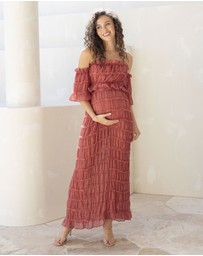 Angel Maternity - Marisol 2 piece Maternity Photoshoot Dress in Crimson Glow