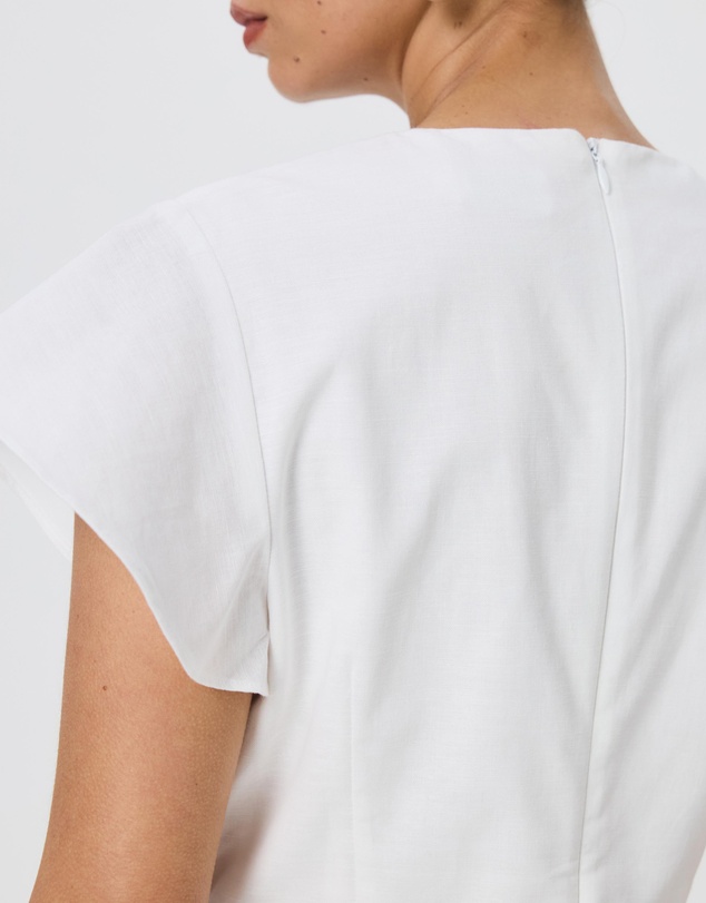 Tussah - Sabine Pintuck Cotton Linen Flutter Sleeve Top