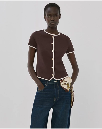 M.N.G - Buttoned Cotton T-Shirt