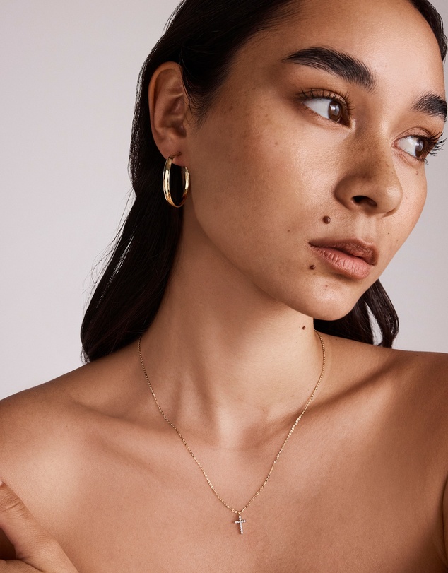 Michael Hill - 30mm Rounded Flat Hoop Earrings in 10kt Yellow Gold