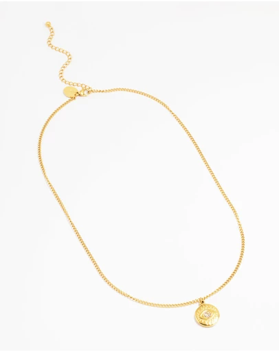 Lovisa - Waterproof Gold Plated Stainless Steel Cubic Zirconia Evil Eye Pendant Necklace