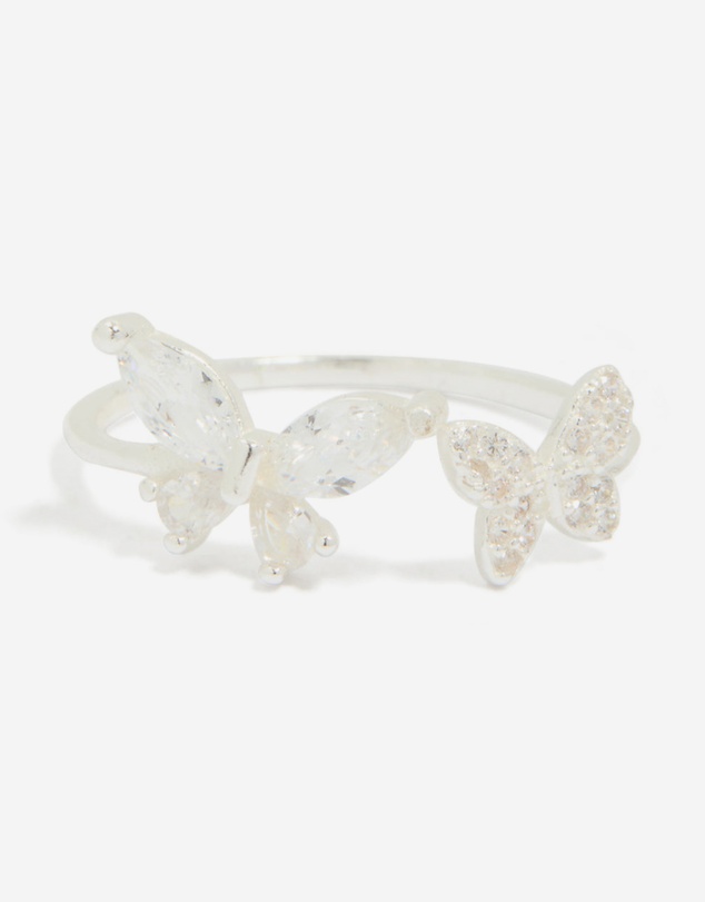 Lovisa - Sterling Silver Cubic Zirconia Adjustable Butterfly Ring
