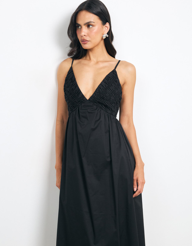 AERE - Tansy Shirred Bodice Midi Dress