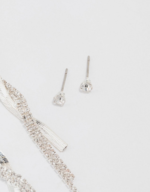Lovisa - Silver Studs & Drop Cup Chain Earrings Multipack