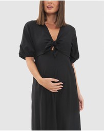 Ripe Maternity - Camille Tie Front Linen Dress
