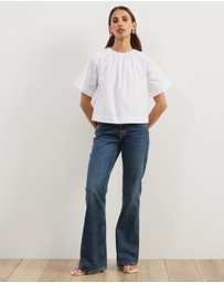 Atmos&Here - Tirsa Cotton Gathered Short Sleeve Top
