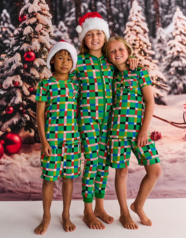 Kip&Co - Christmas Jolly Tartan Kids Organic Cotton Short Sleeve Tee Short Pyjama Set - Kids