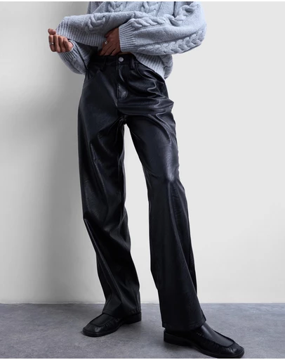 TOPSHOP - Faux Leather Cinch Trousers