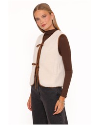 Petal & Pup - Laila Tie Front Vest - Cream Shearling