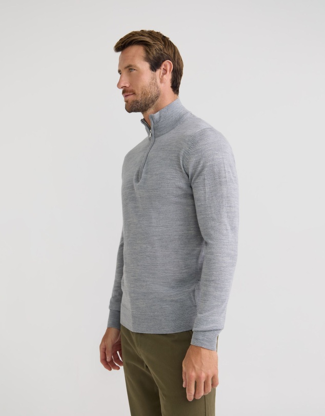 Oxford - Merino Zip Neck Pure Wool Pullover