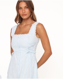 Petal & Pup - Davida Mini Dress - Pale Blue Broderie