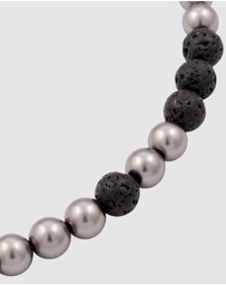Kuzzoi - ICONIC EXCLUSIVE - Bracelet Ball Lava Synthetic Pearl Grey Black 925 Sterling Silver