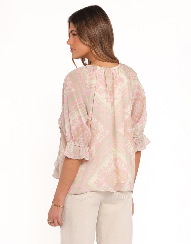 Petal & Pup - Arletta Ruffle Top - Sage Paisley