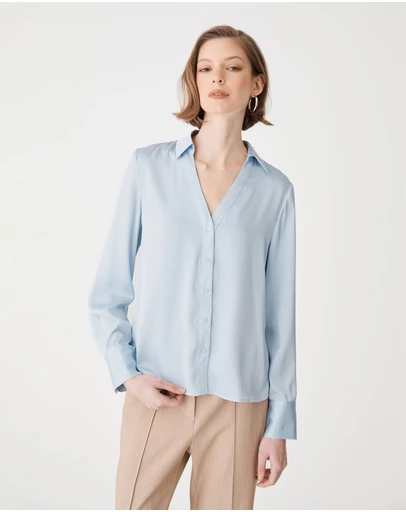 Forcast - Lila V-neck Satin Blouse