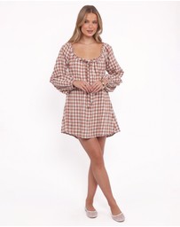 Petal & Pup - Costa Mini Dress - Tan Gingham